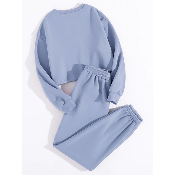 2 piece set: cropped Sweatshirt &  Sweatpants black - Picture 3 of 11